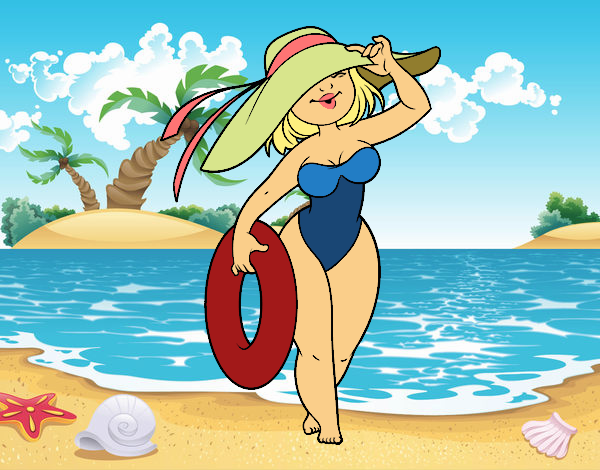 Coloring page Woman on beach painted bybarbie_kil