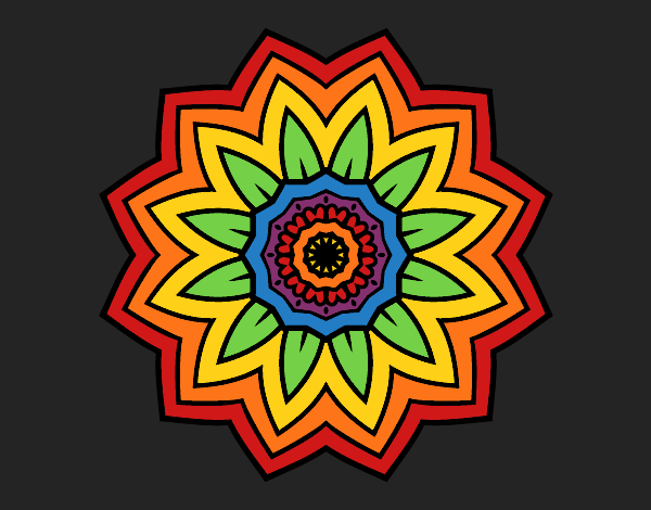 Colored page Flower mandala of sunflower painted by Kroll1122
