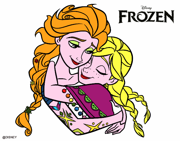 Coloring page Frozen Elsa and Anna painted byredhairkid