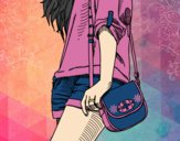 Coloring page Girl with handbag painted byBlue