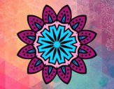 Coloring page Mandala with petals painted byBlue