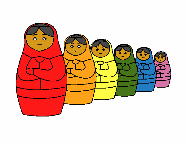 Coloring page Matryoshka doll painted byredhairkid
