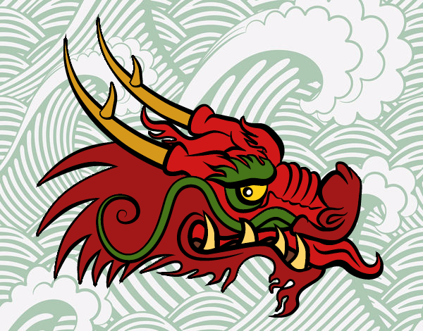 Coloring page Red dragon head painted bybarbie_kil