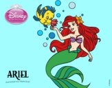 Coloring page The Little Mermaid - Ariel and Flounder painted byKroll1122
