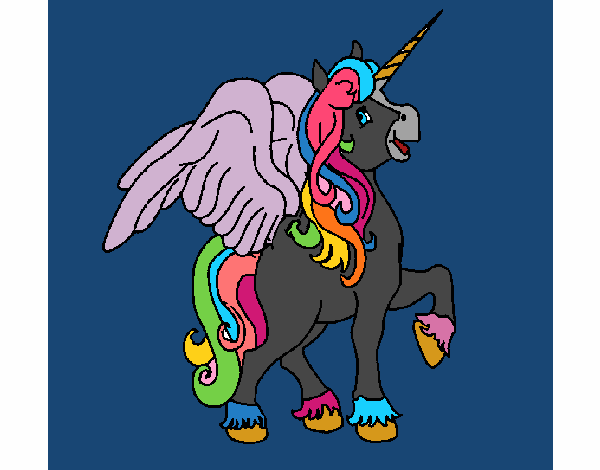 Coloring page Unicorn with wings painted byKroll1122