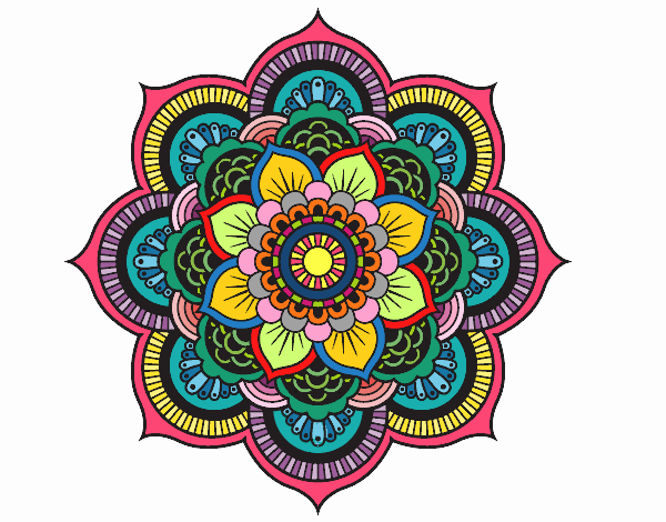 Coloring page Mandala oriental flower painted byDangle