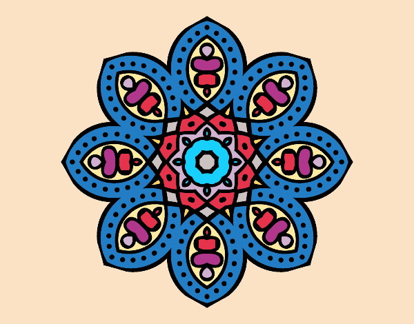 Coloring page Arabian mandala painted byDona