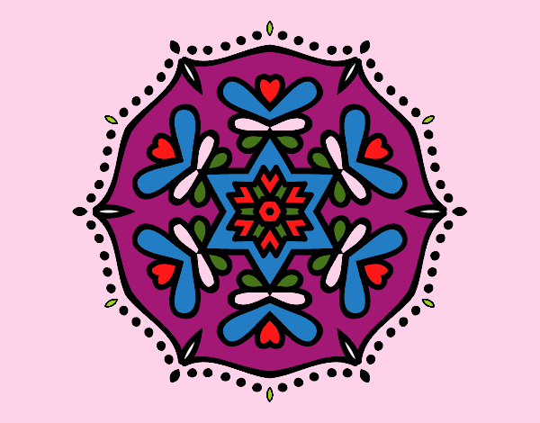 Coloring page Symmetric mandala painted byDona