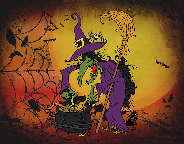 Coloring page Witch with potion painted bybarbie_kil