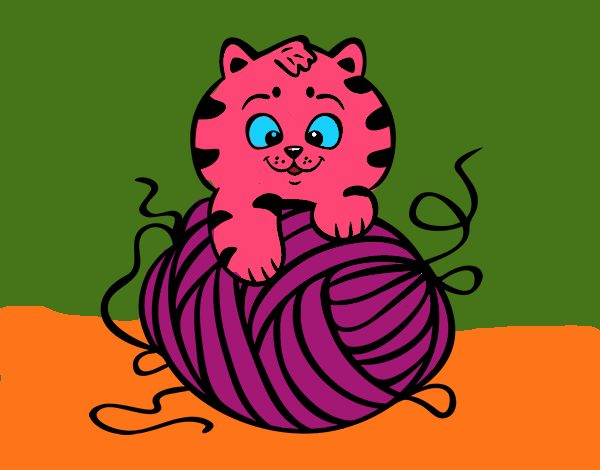 Cat with a ball of wool