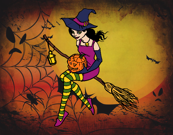 Coloring page Halloween Witch painted bybarbie_kil