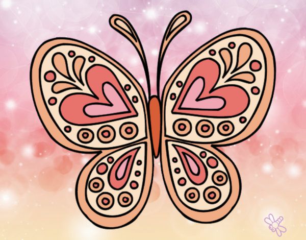 Coloring page Butterfly mandala painted byLala B