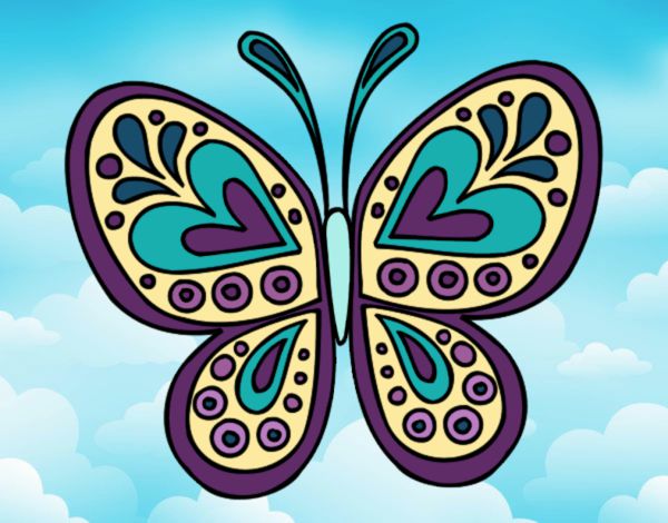 Coloring page Butterfly mandala painted byLala B