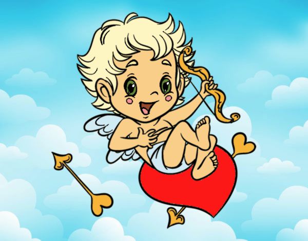 Coloring page Cupid little boy painted byLala B