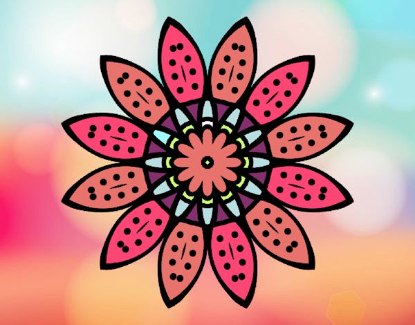 Coloring page Flower mandala with petals painted byLala B