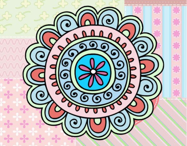 Coloring page Happy mandala painted byLala B
