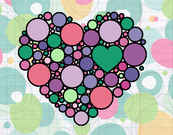 Coloring page Heart with circulate painted bycici