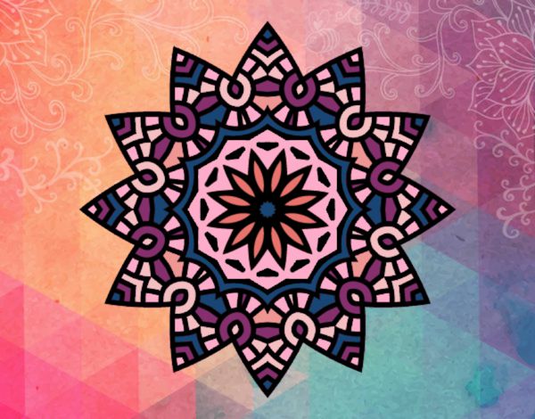 Coloring page Mandala flowery star painted byLala B