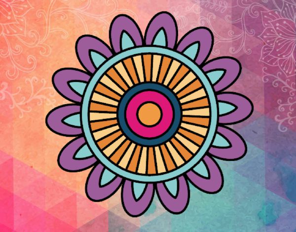 Coloring page Mandala solar painted byLala B