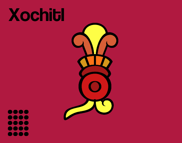 Coloring page The Aztecs days: the Flower Xochitl painted bycici