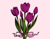 Coloring page Tulips with a bow painted bysparker