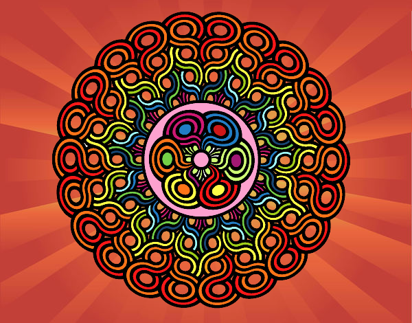 Coloring page Mandala braided painted byLala B