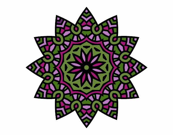 Coloring page Mandala flowery star painted bysparker