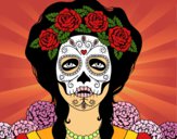 Coloring page Female mexican skull painted byfrankiek