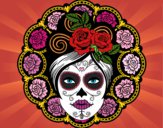 Coloring page Mexican skull female painted byfrankiek
