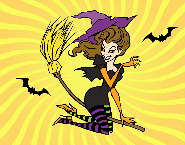 Witch flying on her broomstick