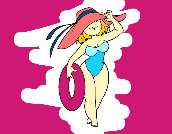 Coloring page Woman on beach painted bymysterygal