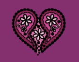 Coloring page Heart of flowers painted bycici