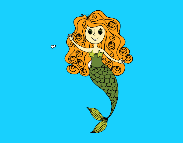 Coloring page Mermaid with curls painted bySydney