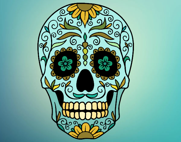 Coloring page Mexican skull painted byLala B
