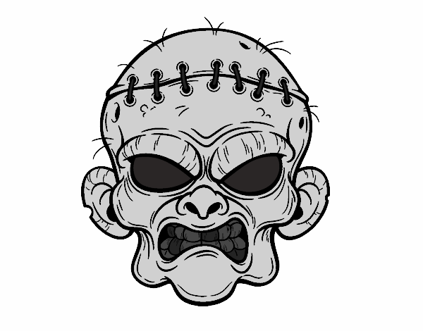 Coloring page Zombie face painted byjody