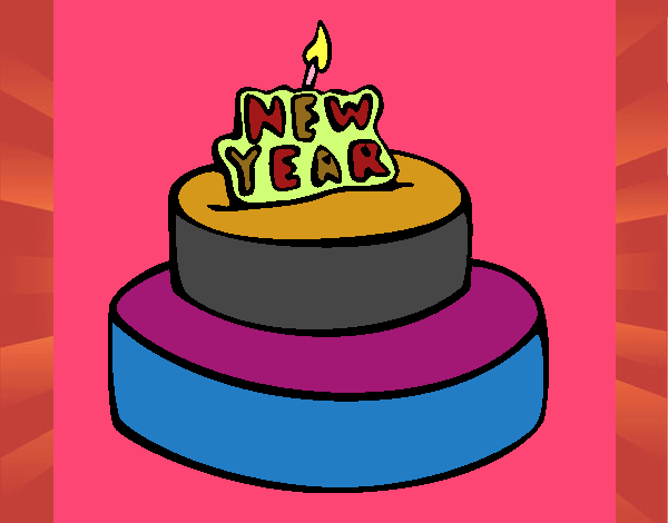 Coloring page New year cake painted byZoeTemple