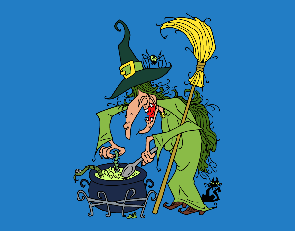 Coloring page Witch with potion painted byweezy