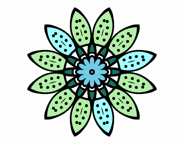 Coloring page Flower mandala with petals painted bybubica