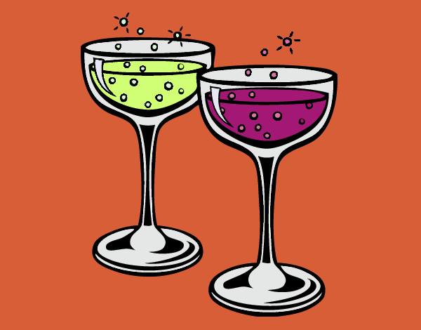 Coloring page Champagne glasses painted byTheColor