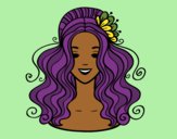 Coloring page Hairstyle with flower painted byTheColor