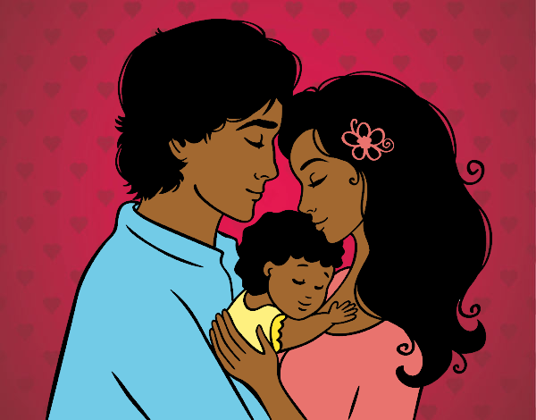 Coloring page Hug family painted byTheColor