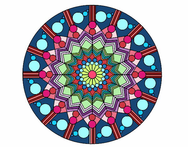 Coloring page Mandala flower with circles painted byMrsCarman