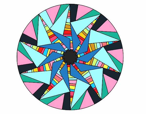 Coloring page Mandala triangular sun painted byMrsCarman