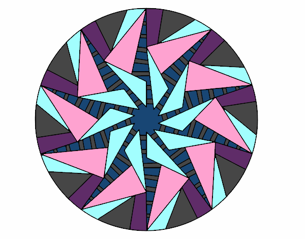 Coloring page Mandala triangular sun painted byMrsCarman