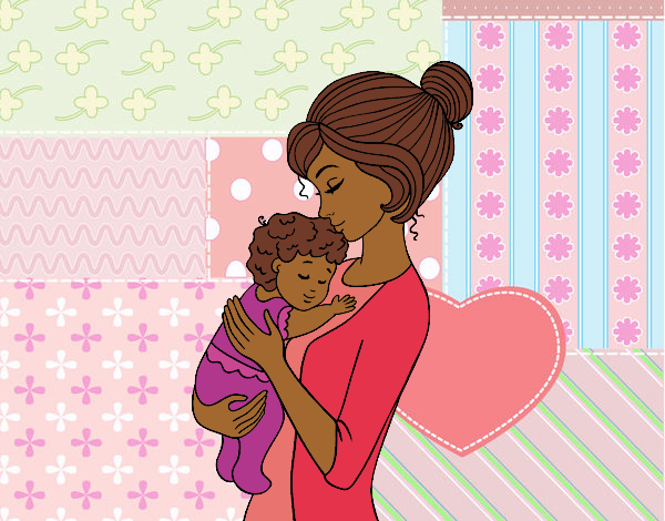 Coloring page Mother taking the baby painted byTheColor