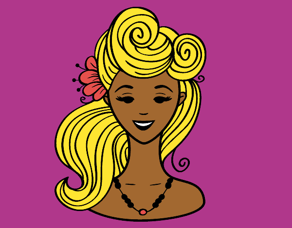 Coloring page Pin-up hairstyle  painted byTheColor