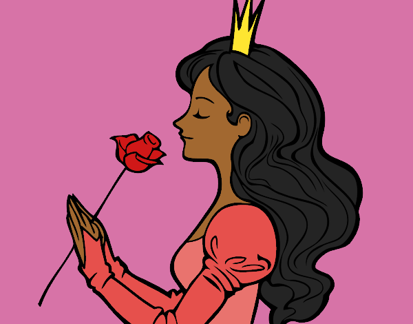 Coloring page Princess and rose painted byTheColor