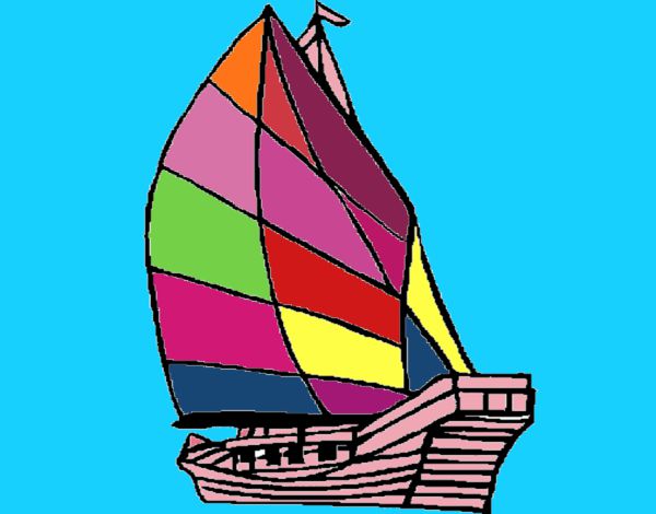 Coloring page Sailing boat painted byleslie