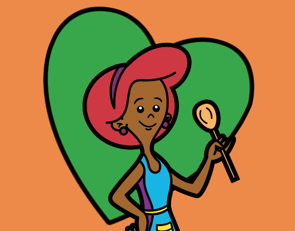 Coloring page Supermama cook painted byTheColor