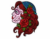 Coloring page Catrina tattoo painted bydarkmoon